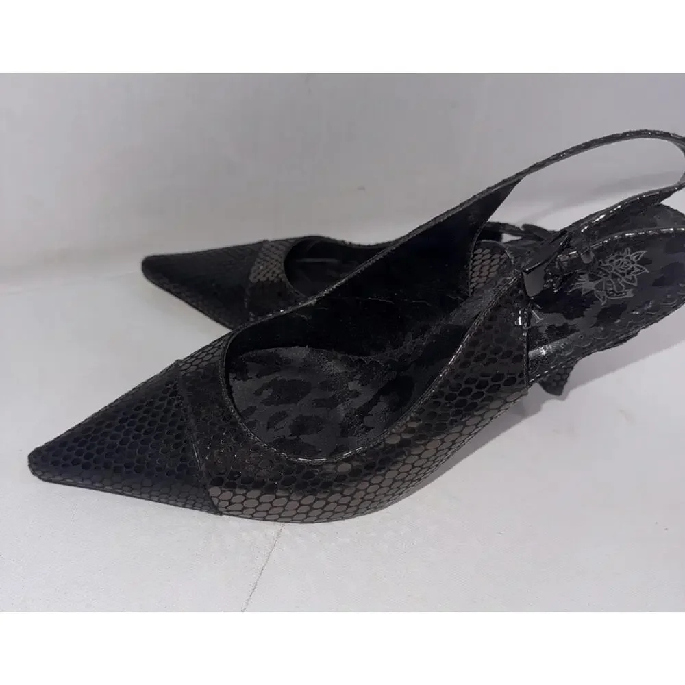 J. RENEE Casual Dress Black Point Heels Slingback Classy Timeless Shoes Size 8.5